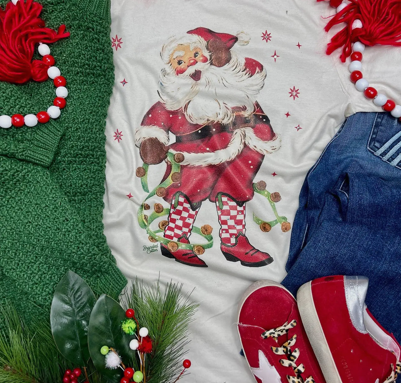 Checkered Boots Santa Tee