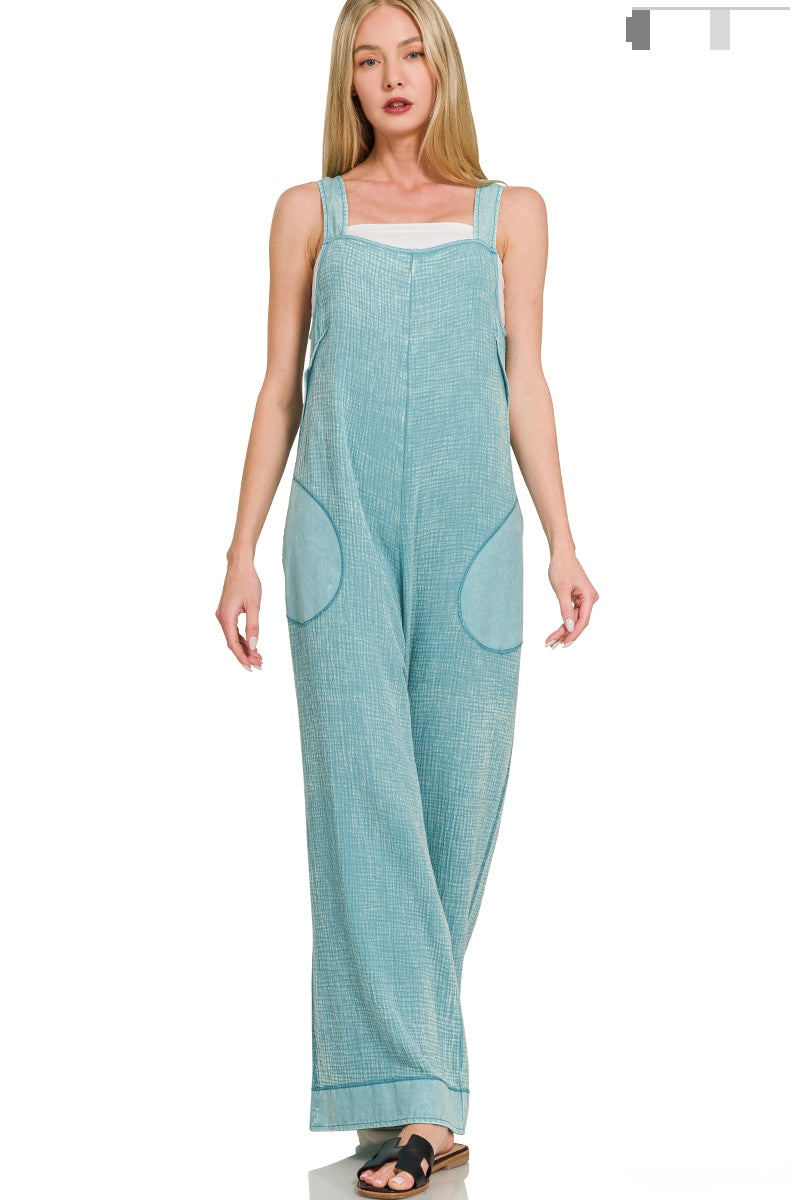 Washed Wide Leg Jumpsuits