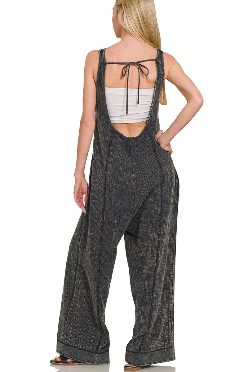 Washed Wide Leg Jumpsuits