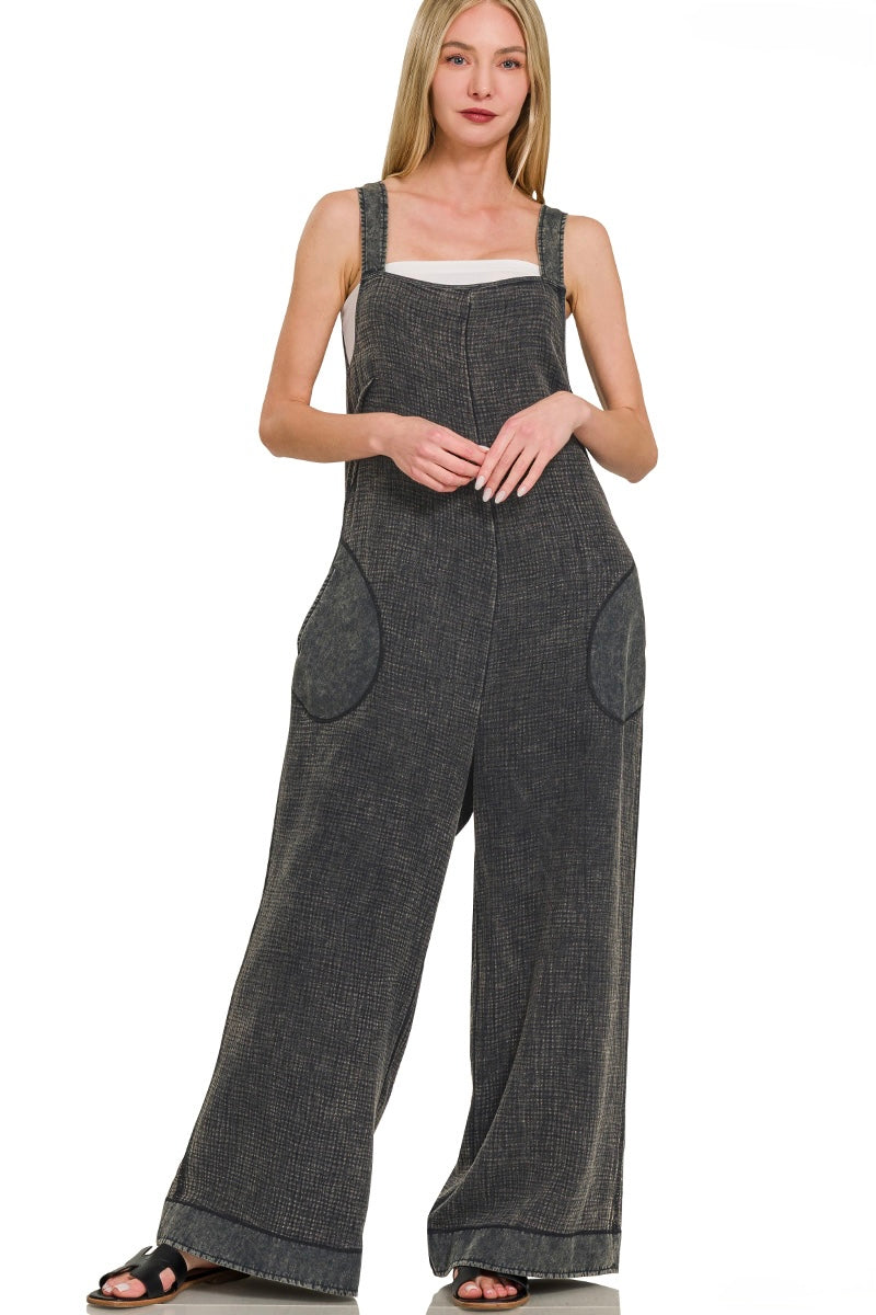 Washed Wide Leg Jumpsuits