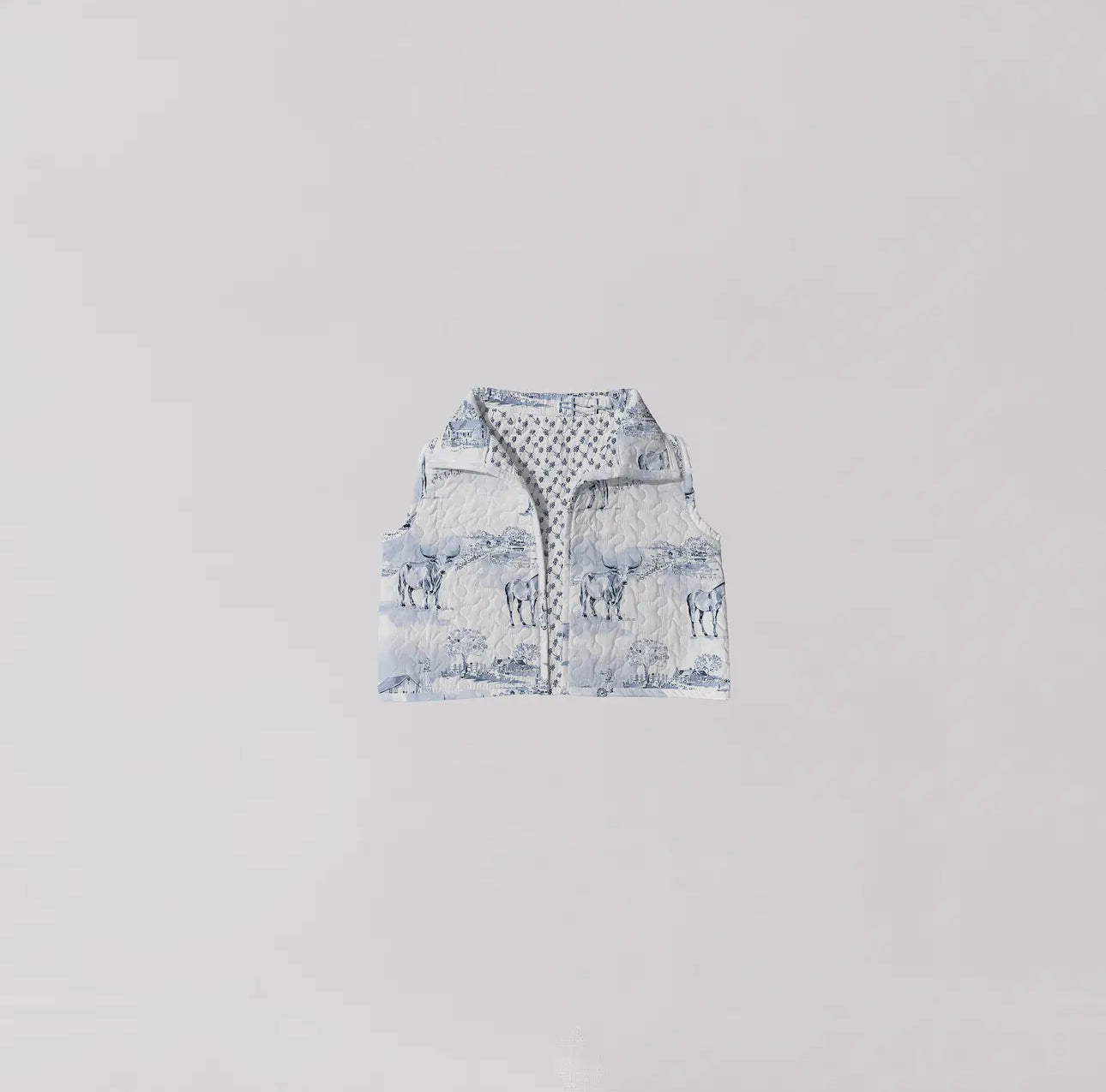 Donkey Toile Blue Quilted Cate Vest by Ida Mae Home