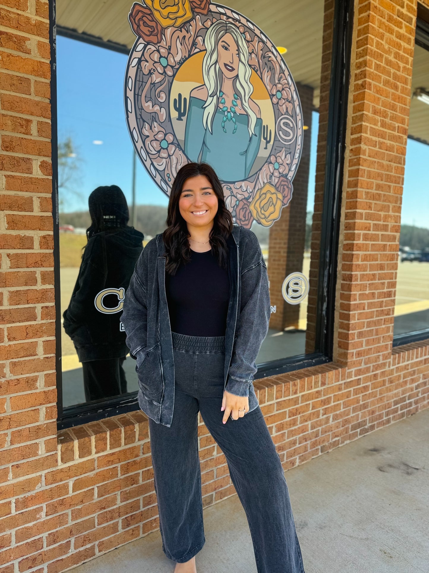 Black Lux Athleisure Wide Leg Pants