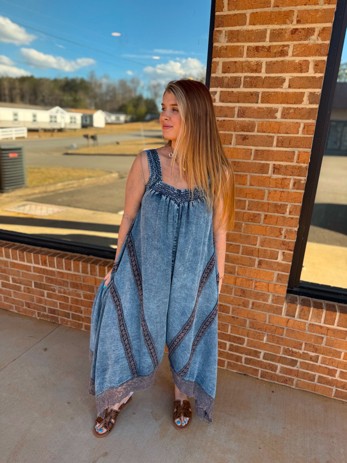 Denim Asymmetrical Jumpsuit