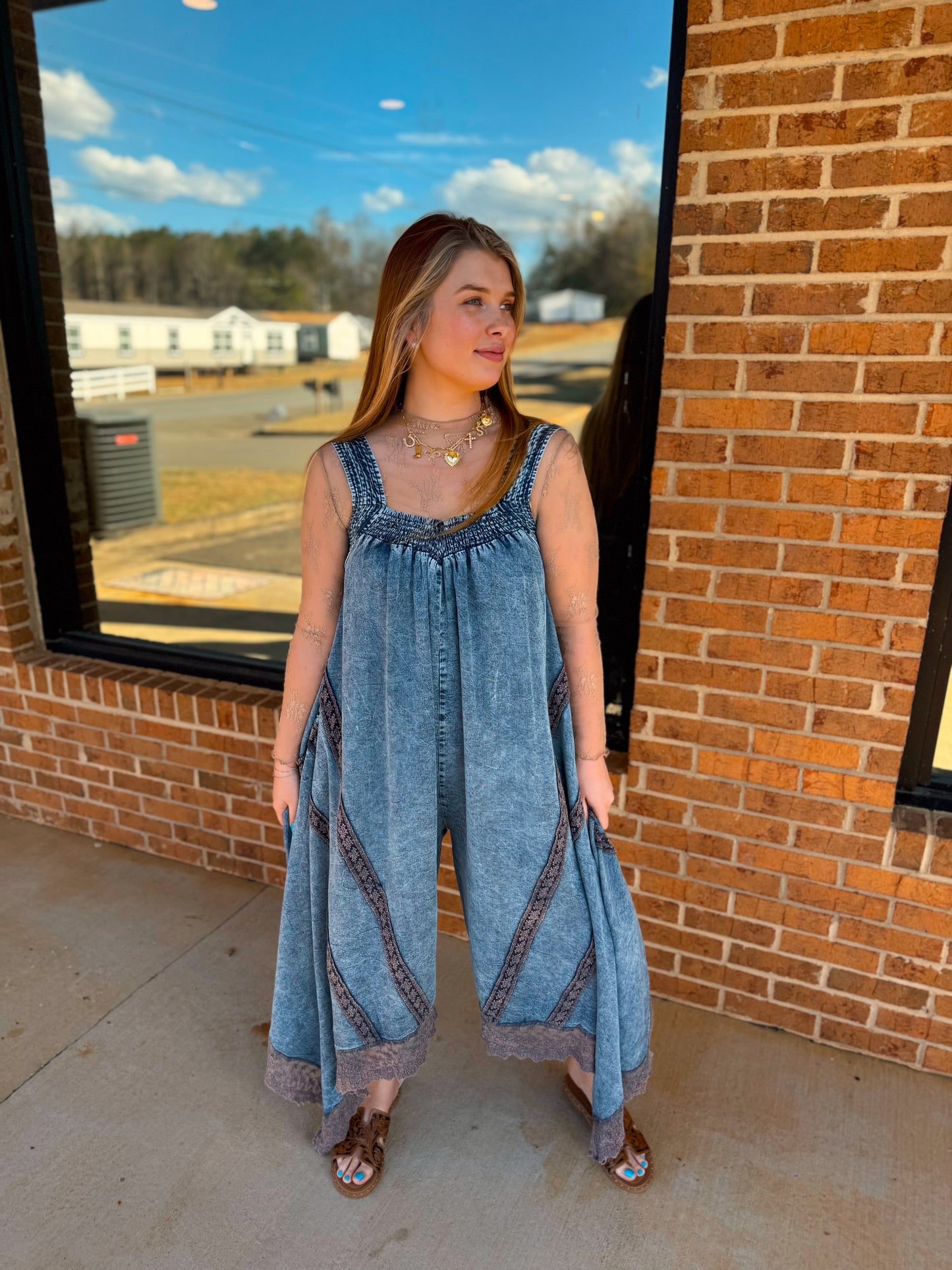 Denim Asymmetrical Jumpsuit