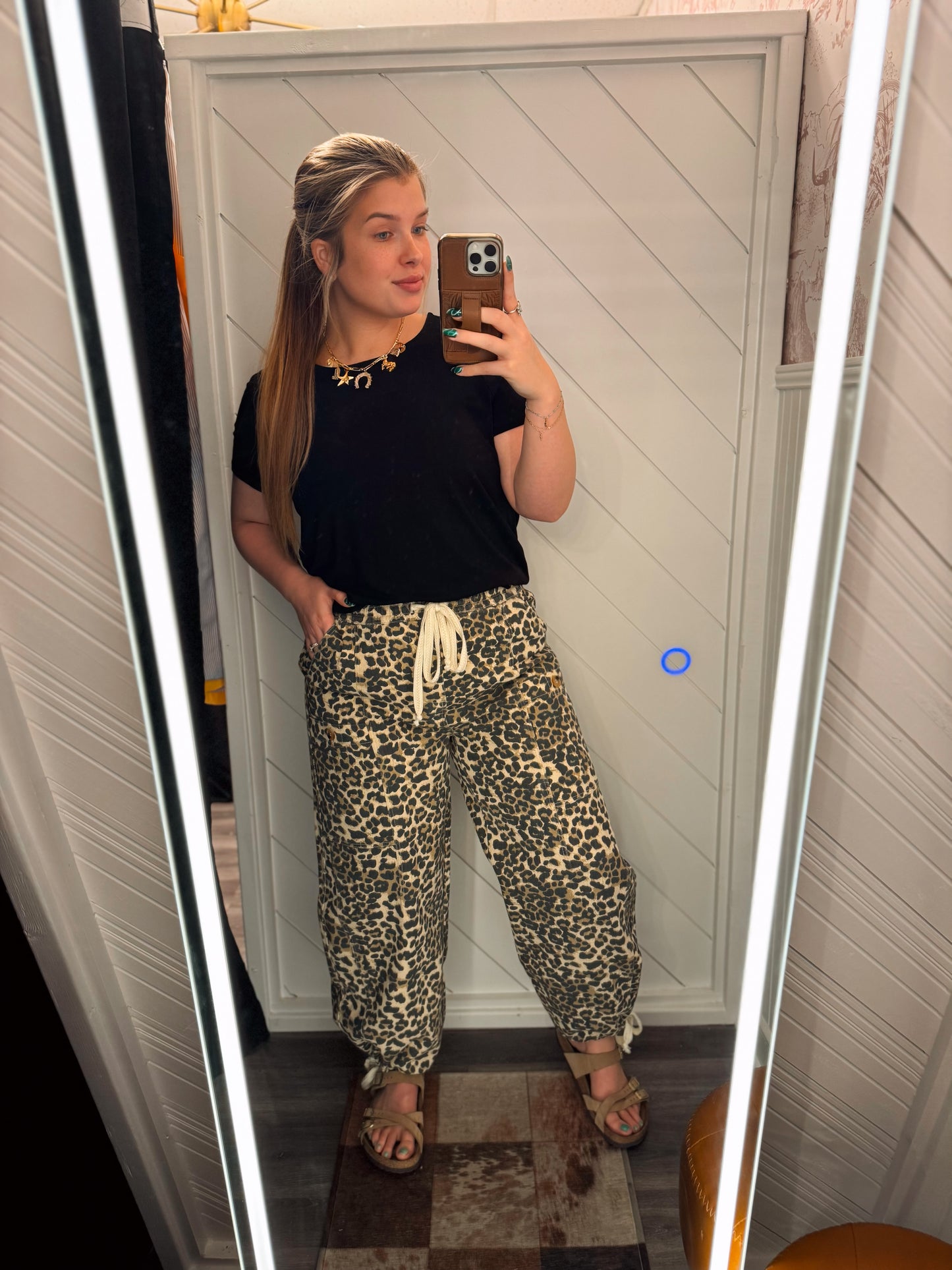 Leopard Drawstring Pants