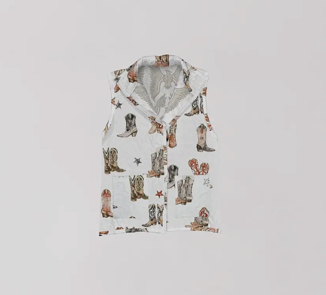 Thunderbird Boots Neutral Quilted Ruby Vest by Ida Mae Home