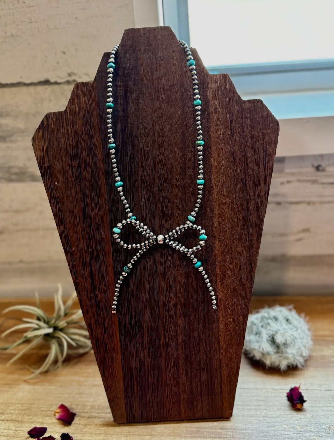 Turquoise Bow Navajo Pearl Necklace