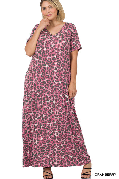 Cranberry Cheetah Maxi Dress