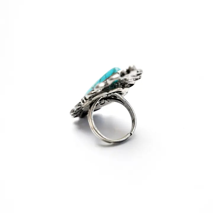Adjustable Elongated Turquoise Ring