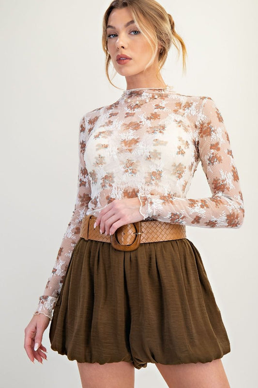 Floral Mesh Layering Top