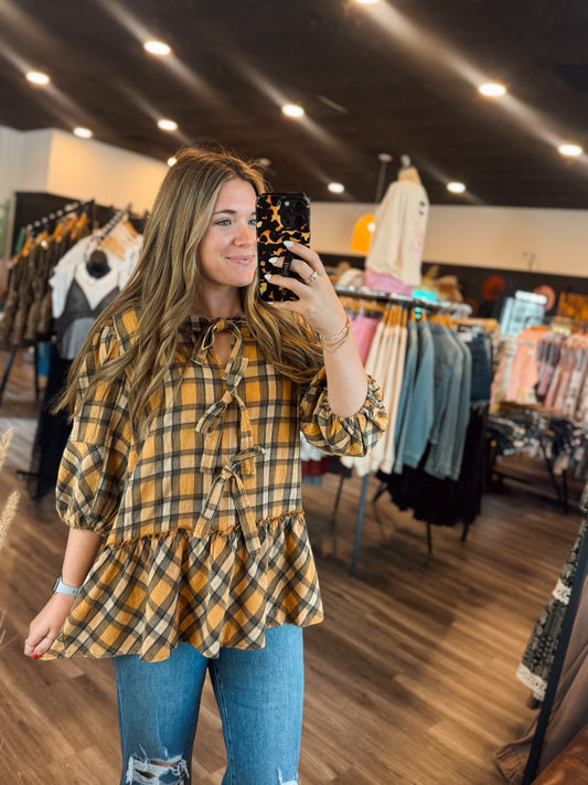 Mustard Flannel Top