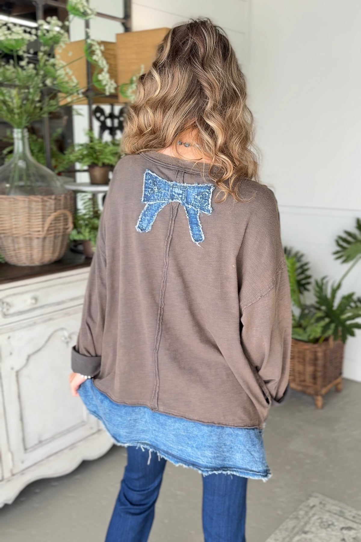 Denim Bow Top