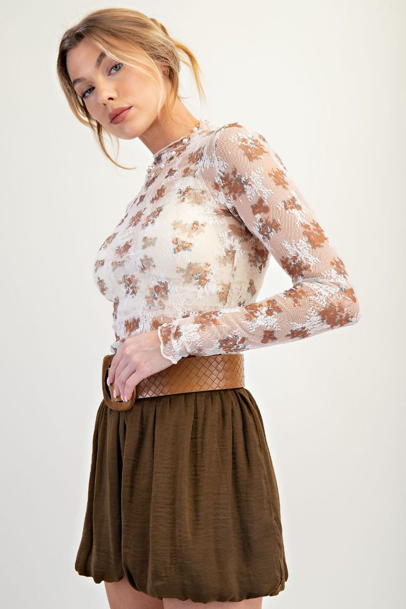 Floral Mesh Layering Top