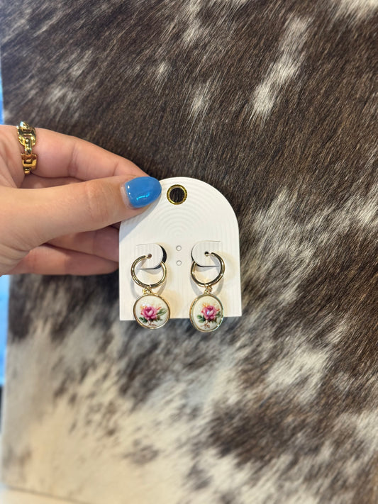 Cottage Pink or Blue Earrings