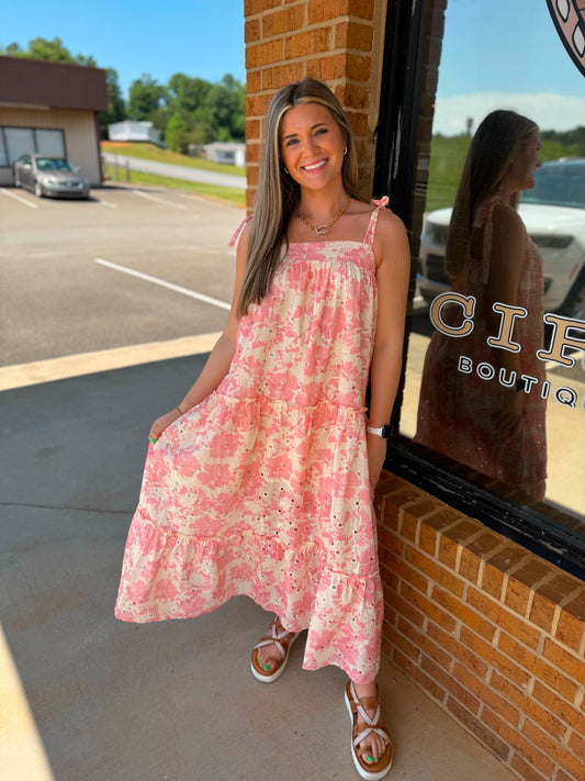 Beachy Blush Eyelet Maxi Dres