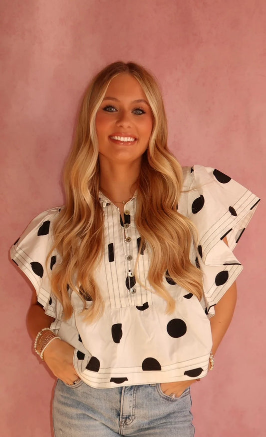 Navy Dot Top