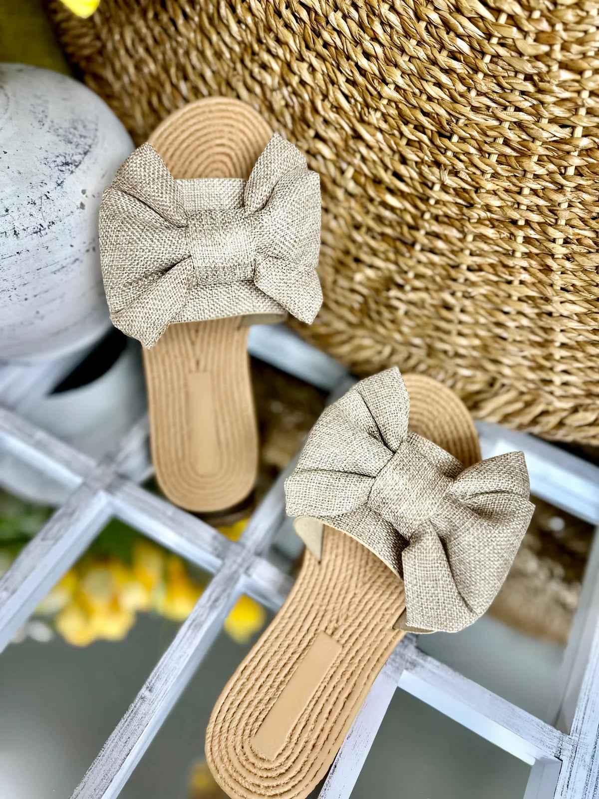 Athena Bow Sandals - Natural