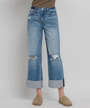 Load image into Gallery viewer, High Rise Wide Leg Cuffed Jeans
