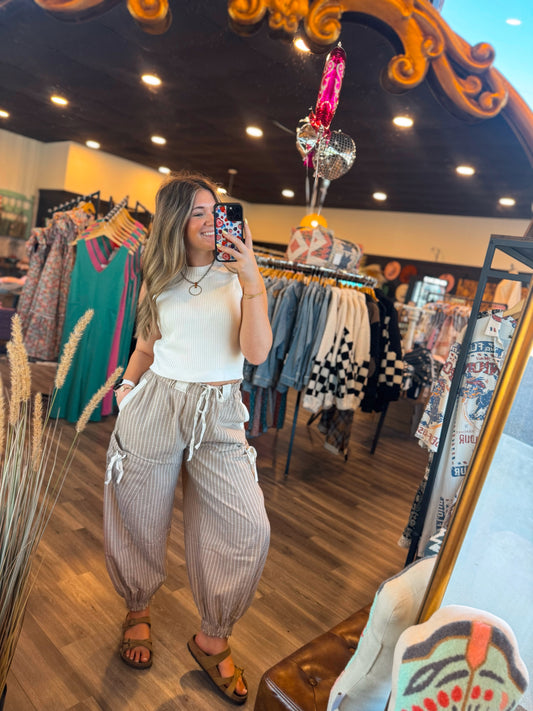 Natural Striped Joggers
