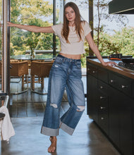 Load image into Gallery viewer, High Rise Wide Leg Cuffed Jeans
