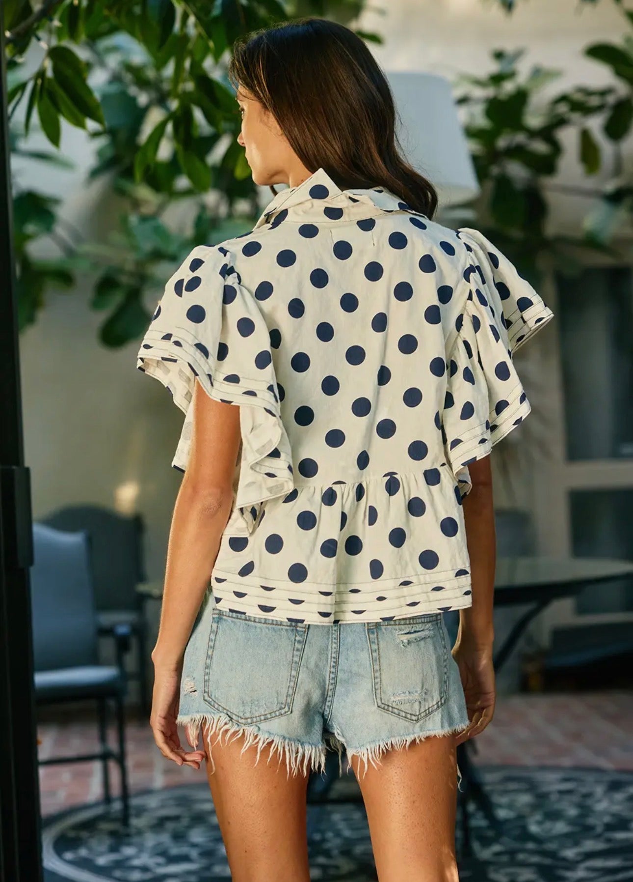 Navy Dot Top
