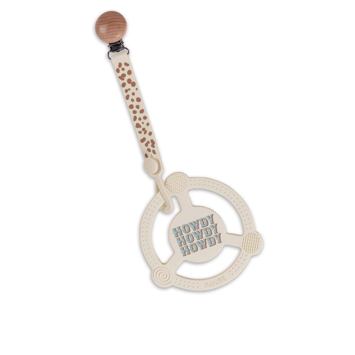 Silicone Teether Ring with Detachable Clip Howdy Partner Blue