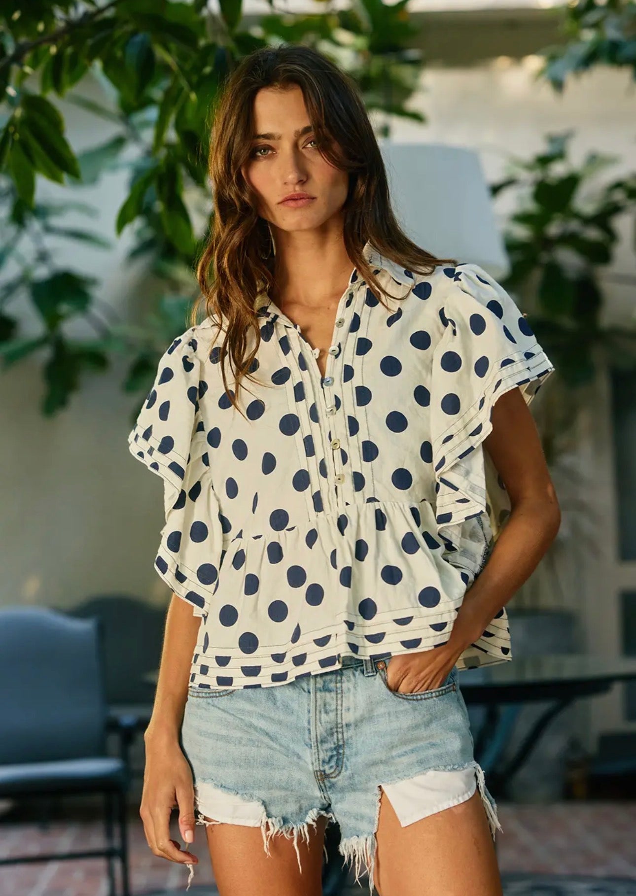 Navy Dot Top