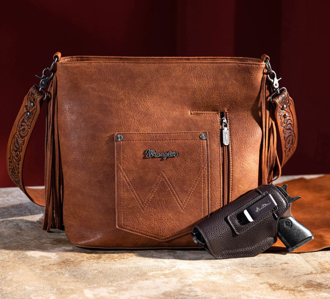 Wrangler Tooled Leather Crossbody - Concealed Carry