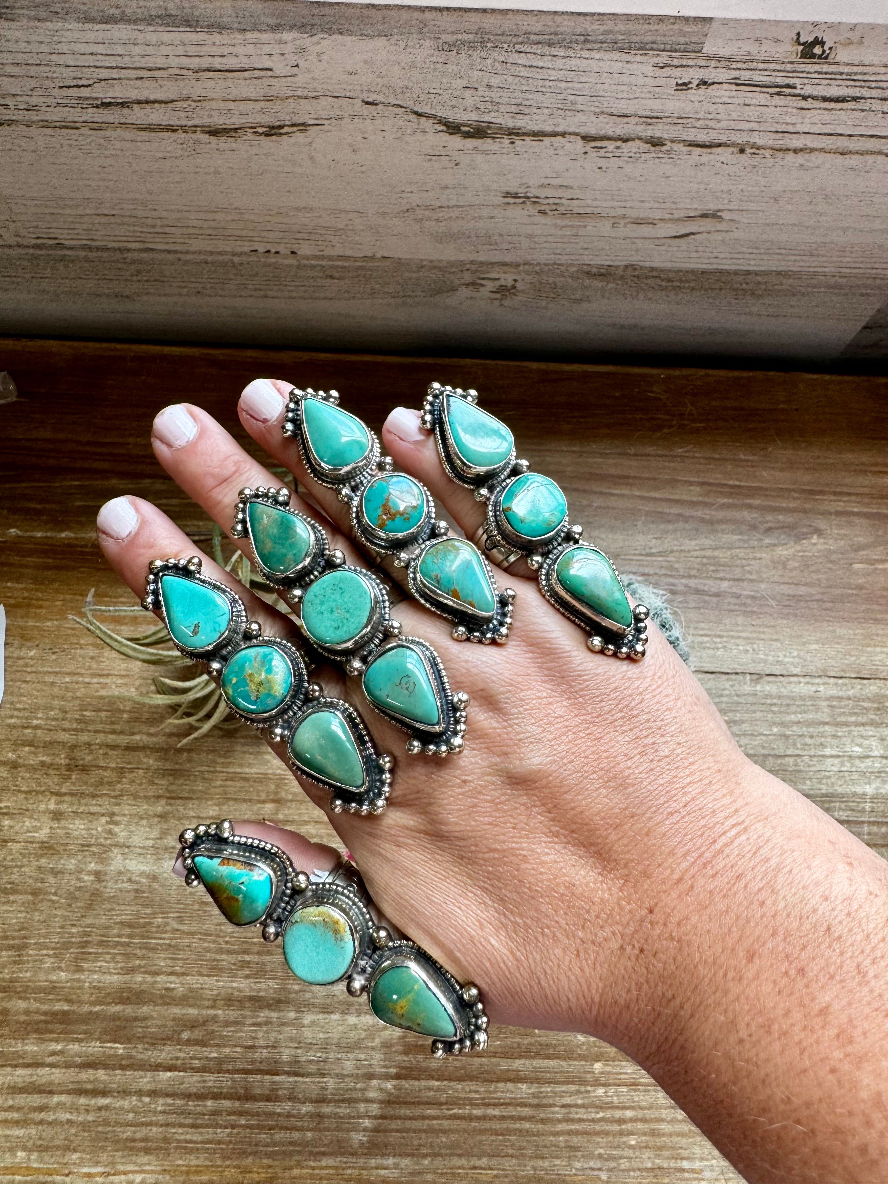 Long adjustable turquoise rings – Circle S Boutique & Designs