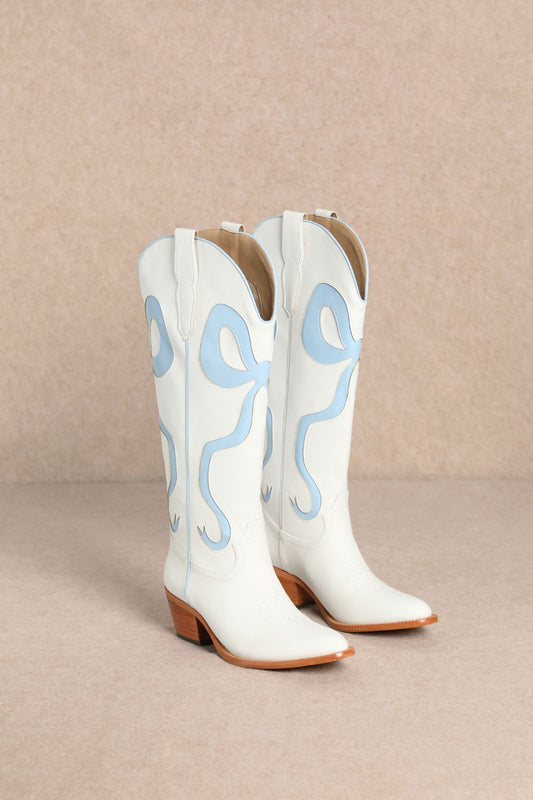 Coquette Bow Boots - Powder Blue