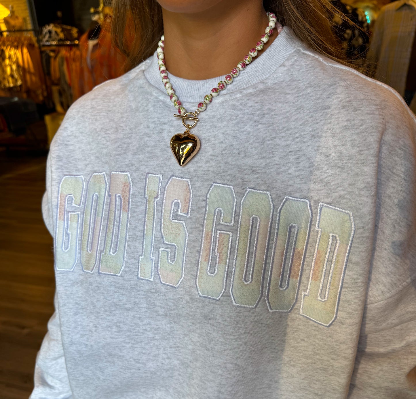 God is Good Quilted Sweatshirt