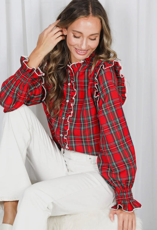 Tartan Plaid Holiday Blouse