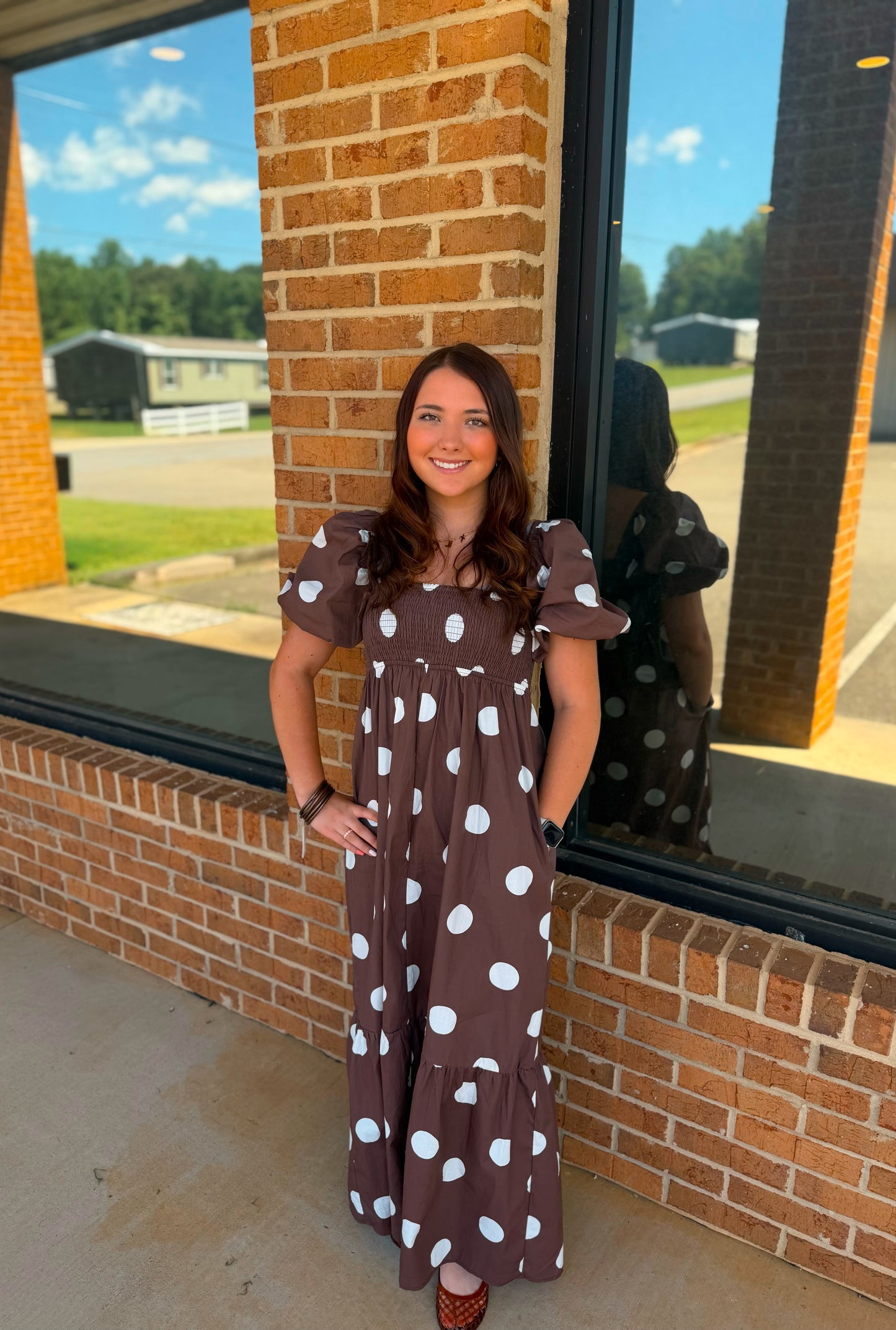 Chocolate Polka Dot Maxi Dress