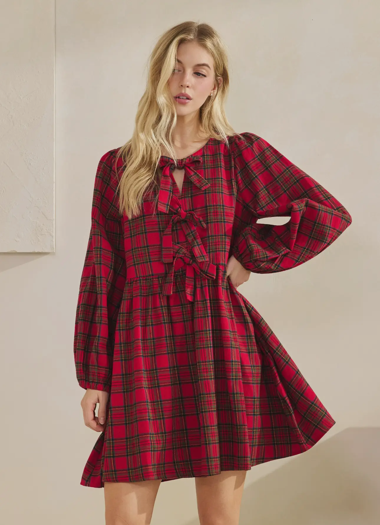 Tartan Plaid Bow Dress