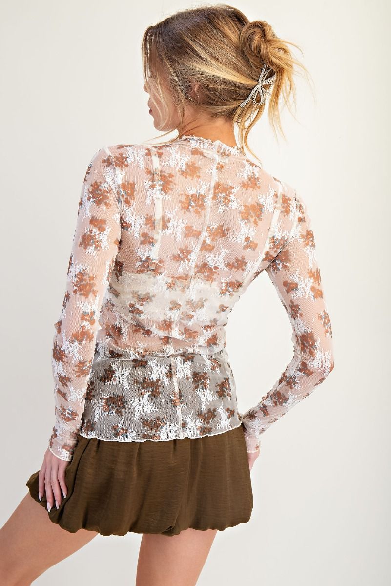 Floral Mesh Layering Top