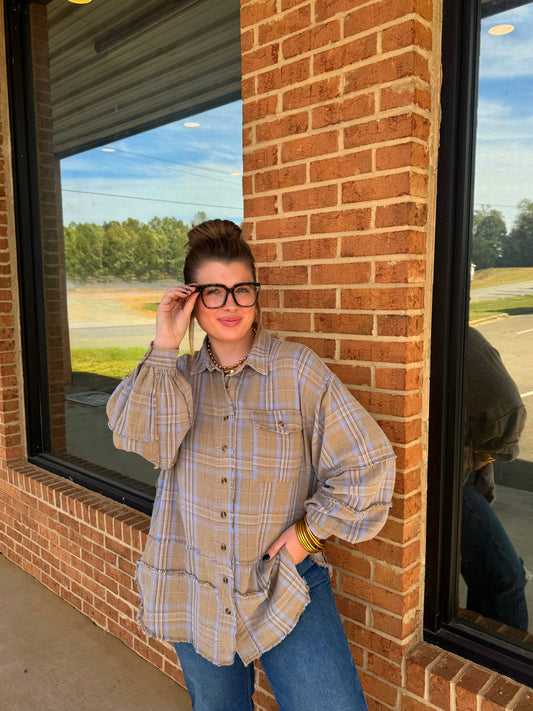 Sage Grey Vintage Flannel Top
