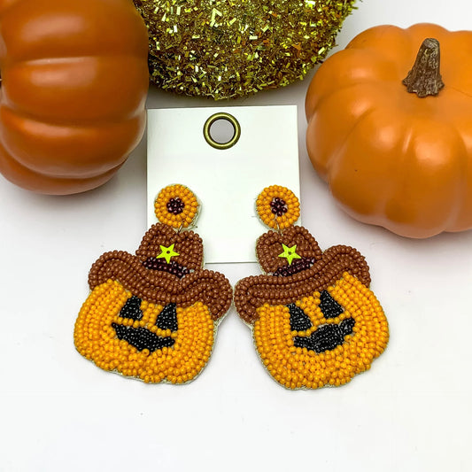 Cowboy Pumpkin Earrings