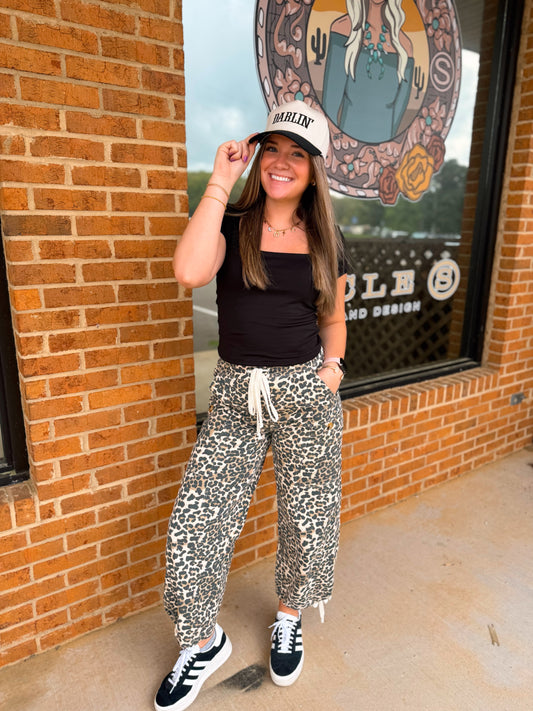Leopard Drawstring Pants
