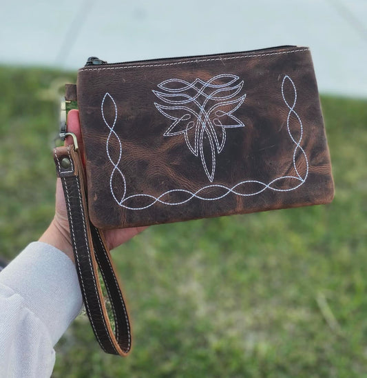 Rustic Boot Stitch Wristlet