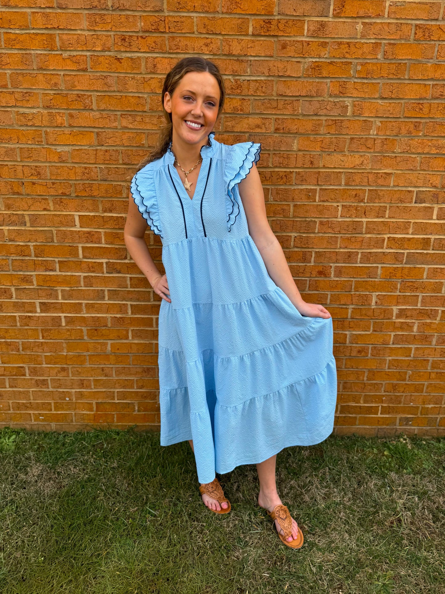 Seersucker Sky Dress