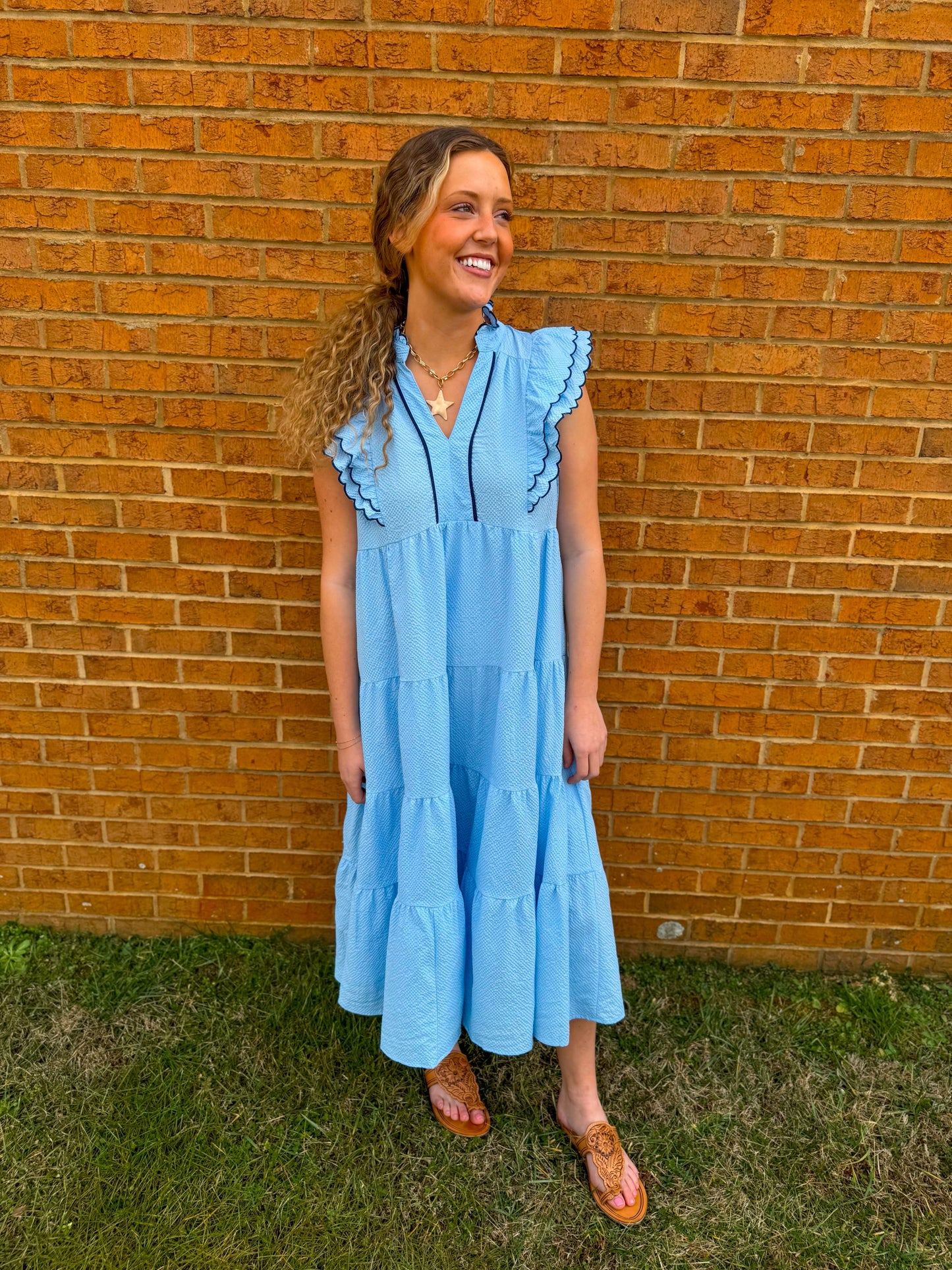 Seersucker Sky Dress