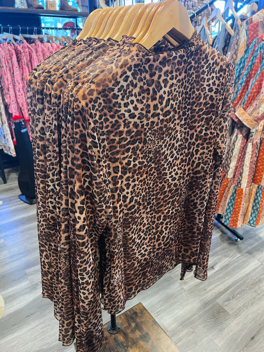 Leopard Mesh Layering Top