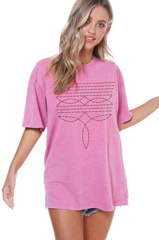 Pink Boot Stitch Tee