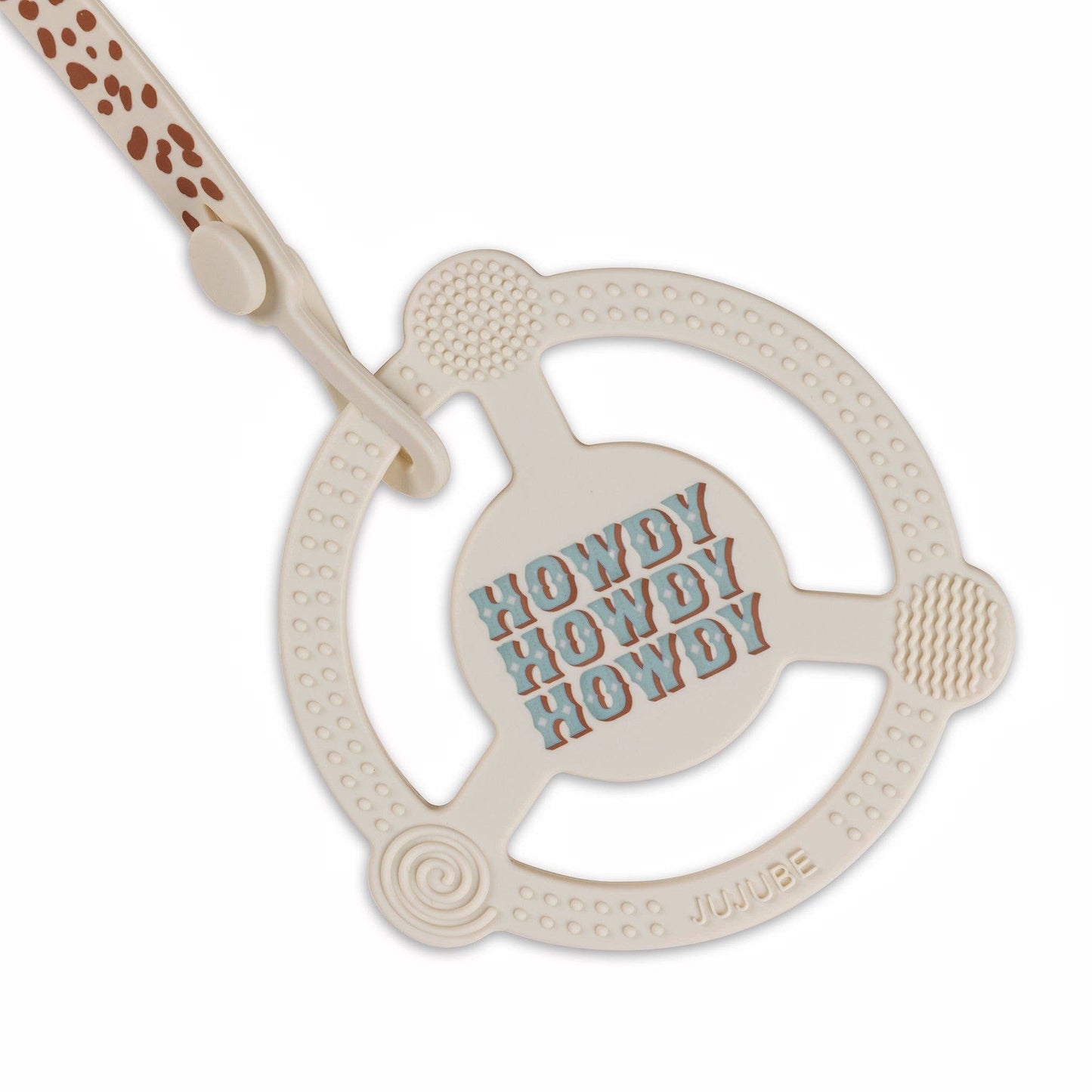 Silicone Teether Ring with Detachable Clip Howdy Partner Blue