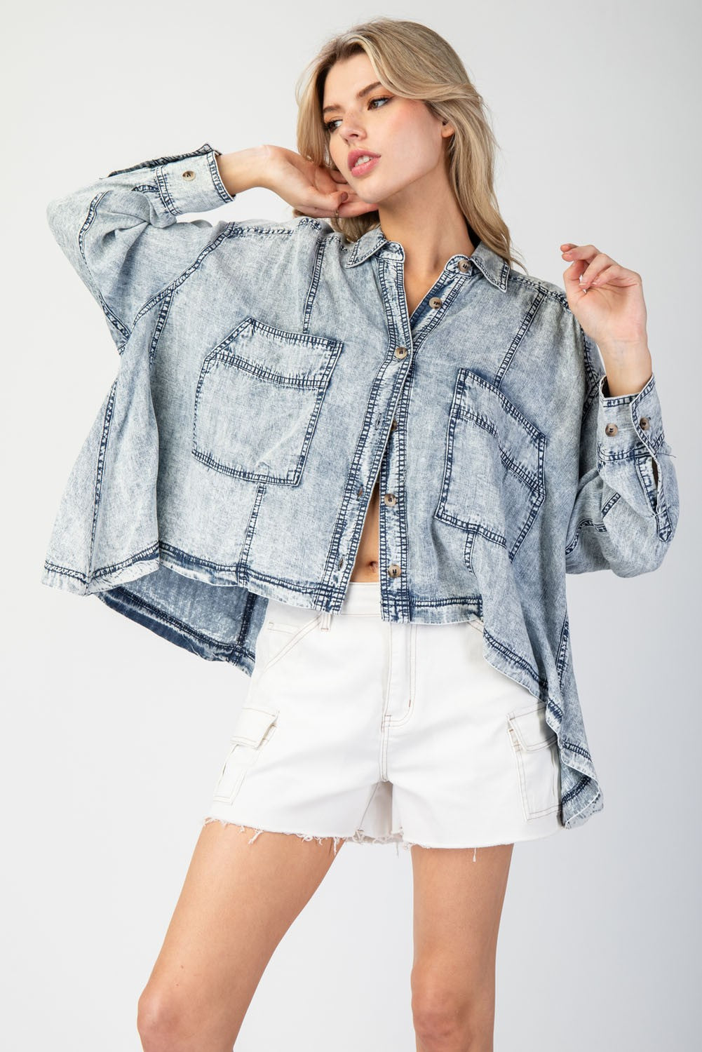 Free Vibes Button Down Denim