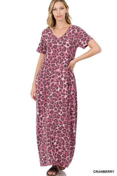 Cranberry Cheetah Maxi Dress