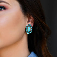 Load image into Gallery viewer, Elongated Turquoise Post Earrings
