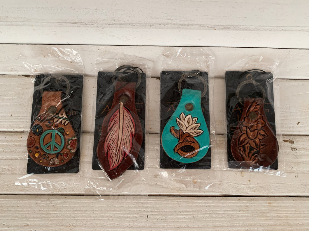 Assorted Tooled Leather Keychains