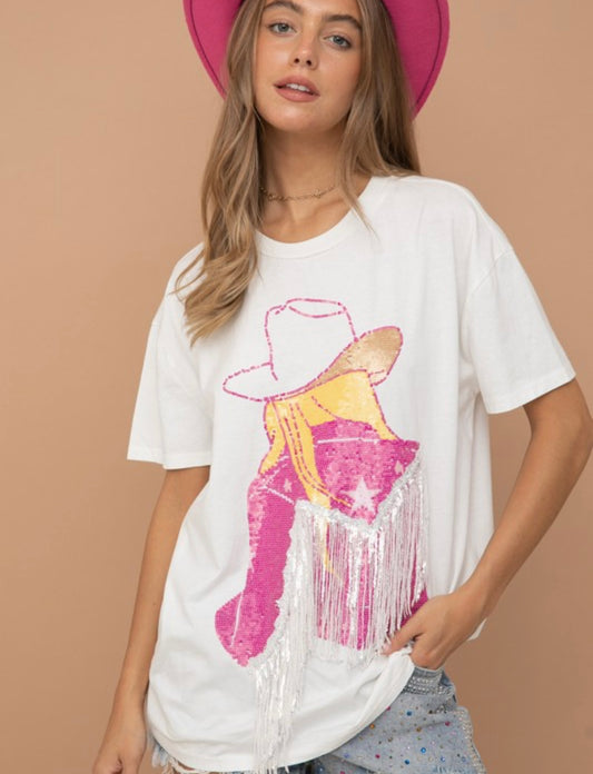 Cowgirl Queen Sequin Tee