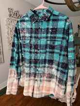 Load image into Gallery viewer, Green &amp; Pink distressed flannel
